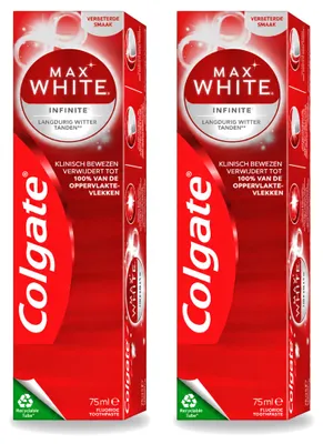 Immagine prodotto di 2 confezioni di dentifricio Colgate Max White Infinite Whitening, 75 ml ciascuna, confezione