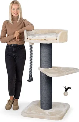 Produktbild von HAPPYPET Premium Kratzbaum Grosse Katzen Stabil 'Felix' - Katzenbaum, Kletterbaum, für Maine Coon, Natursisal, Dicke Stämme mit 18 cm, 120 cm Hoch