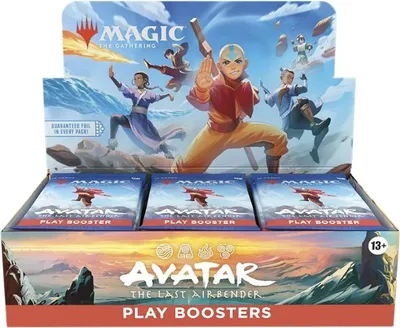 Produktbild von Magic the Gathering Avatar: The Last Airbender Play Booster Box Englisch – Offizielles MTG-Erweiterungsset mit seltenen & exklusiven Karten + Heartforcards Versandschutz