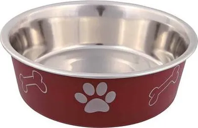 Obrázek produktu pro Trixie Nerez miska s různobarevným potiskem, tlapka+kost 450ml/14cm