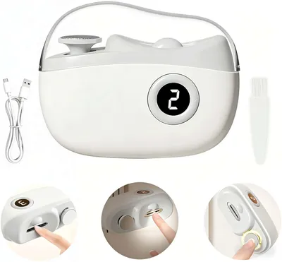 Produktbild von Nagelschneider Elektrisch, 3 in 1 Nagelknipser Automatisch Schneidend + Aufbewahrung von Nagelresten,3 Geschwindigkeiten, Weiß