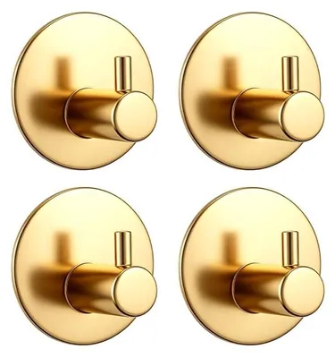 Image de Lot de 4 crochets adhésifs en acier inoxydable doré