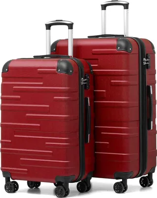 Produktbild von COOLIFE Hartschalen-Koffer Set 2tlg ABS TSA-Schloss 4 Rollen - Rot