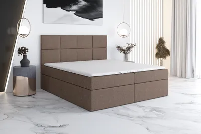 Produktbild von Boxspringbett VAR 140x200 mit 2 Bettkästen, Bonell-Matratze und Topper. Möbel vom Hersteller- Handarbeit! Bett Komplett-Set mit Matratze, Bettkasten & Kopfteil. Modern und robust.