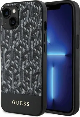 Produktbild von Guess PolyurethanG Cube MagSafe Case für iPhone 15 schwarz