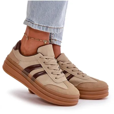 Zdjęcie produktu dla Sneakersy Damskie Na Platformie Brązowe Nesonice 40