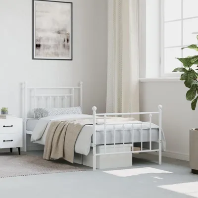 Produktbild von "im Sonderangebot"Bettgestell - CLORIS - Einzelbett - mit Kopf- und Fußteil Metall Weiß 90x190 cm - Einfache Montage -  - DEMöbel4356542