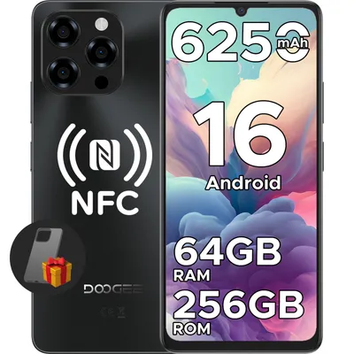 Produktbild von DOOGEE Note58 Pro Smartphone Handy, Android 16, 6,75" 90Hz, 6250mAh Akku, 64GB RAM+256GB ROM, 4G, 16MP, NFC, Fingerabdruck, ohne Vertrag