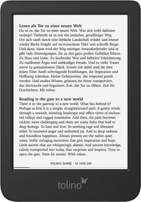 Produktbild von Tolino Shine 5, eBook-Reader, 15,24 cm (6"), 1 GHz, 16 GB, 512 MB RAM, Schwarz