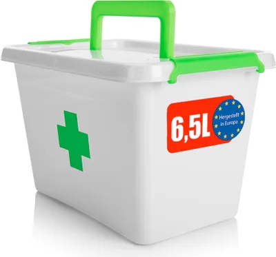 Produktbild von BigDean Medizinbox 6,5 L aus BPA-freiem & lebensmittelechtem Kunststoff – Medikamentenbox für Salben, Tabletten und Verbände –  Europe