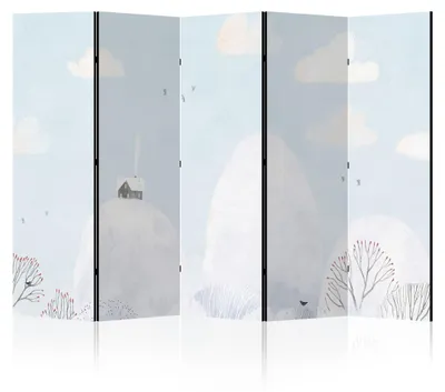 Image de LUMASOUL Paravent simple face, paravent séparateur d'espace intérieur, motif hivernal, 225x172 cm