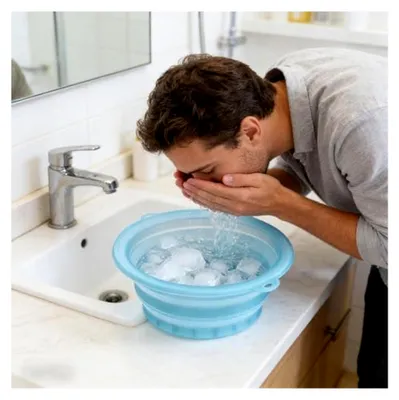 Produktbild von Gesichts-Eisbad-Schüssel - Kaltwasser-Tauchbecken für das Gesicht | Silikon-Gesichts-Eiswanne - Ideal für Reisen, Camping, Fitness, Wandern, Badezimmer, Dusche, Zuhause, Hotel
