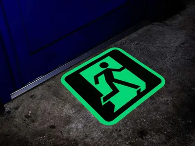 Produktbild von Glow - in - the - Dark - Notausgangsschild Glow - in - the - dark 400 mm x 400 mm x  - Glow - in - the - dark - Glatt - Oriented Polypropylene (OPP) - 0,22 mm - Innenbereich - 7801040000400SHP11