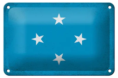 Produktbild von Blechschild Flagge Mikronesien 18x12cm Micronesia Vintage Dekoration