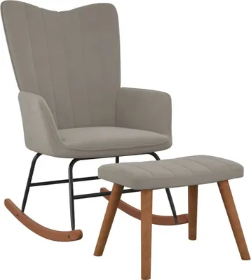 Image de Chaise à bascule avec repose-pied Gris clair Velours