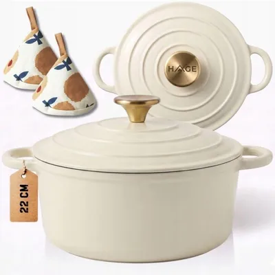 Obrázek produktu pro Smaltovaný litinový hrnec 22 cm 3 l HAGE CREAM
