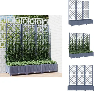 Produktbild von vidaXL Pflanzkübel mit Spalier Dunkelgrau 120x40x121,5 cm PP -  Blumentöpfe & Pflanzgefäße