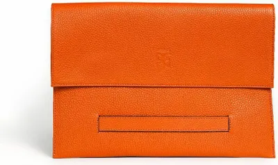 Produktbild von Herren Clutch-Case Tasche aus echtem Leder mit Klappverschluss, orange