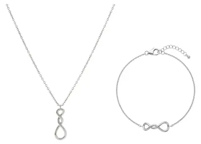 Produktbild von Infinitra Set – 925 Silber Schmuckset mit Unendlichkeits Kette & Armband