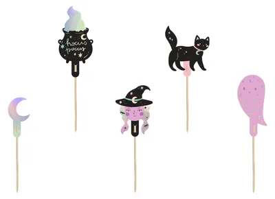 Produktbild von Halloween Cupcake Dekorationen, 14 cm, Mix (1 Packung / 6 Stk.)
