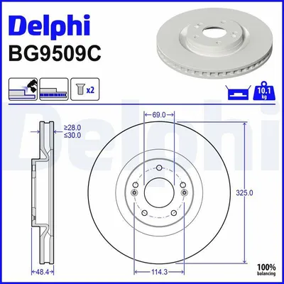 Produktbild von DELPHI Bremsscheibe x BG9509C