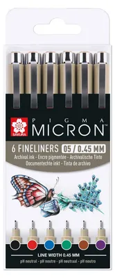 Obrázok produktu pre Sakura Pigma Micron Fineliner Technické perá 0,45 mm 6 ks
