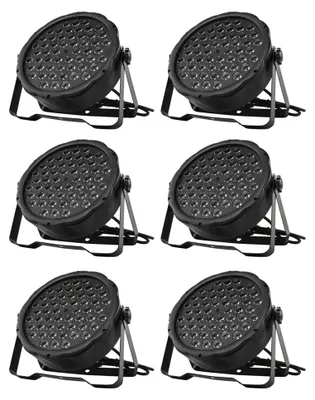 Obrázek produktu pro LED reflektor – světlo pro pódium s DMX – sada 6 kusů – 54 x 3 W – 162 W – DMX512 – úhel svícení 45° – 100–240 V