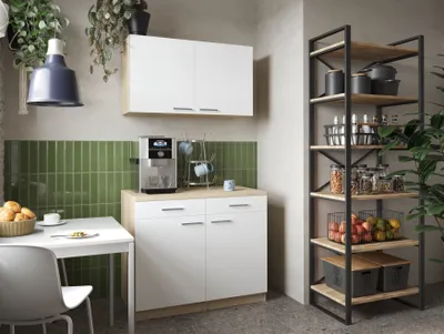 Produktbild von Küchenschrank Unterschrank Hängeschrank 100 cm Eiche Sägerau Weiß Merle Respekta