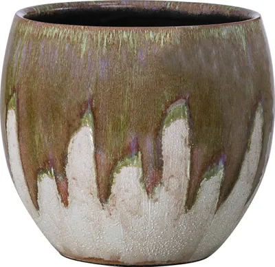 Produktbild von Dehner Übertopf Joulie Duo, handgefertigter Indoor Blumentopf, Ø außen 20 cm / innen 17.5 cm, Höhe 21 cm, Keramik, grün / creme