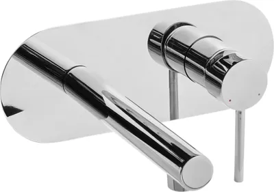 Produktbild von BELIANI Wandarmatur für Waschbecken silber Messing 3 Löcher Einhebelmischer