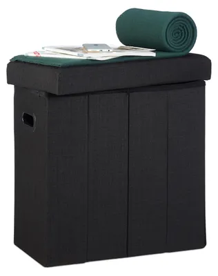Obrázek produktu pro Relaxdays 4052025963743, Taburet/otoman, Obdélník, Černá, Polyester, 300 kg, 460 mm, Obrázek vytvořený pomocí AI