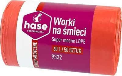 Zdjęcie produktu dla Worki do segregacji 60l odpady medyczne HASE SUPER MOCNE 50 szt. czerwone