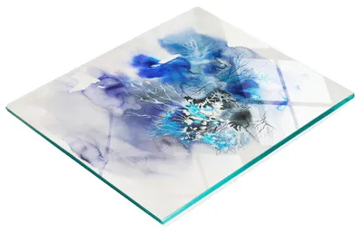 Immagine prodotto di Tagliere decorativo in vetro temperato con motivo floreale astratto, 60 x 52 cm