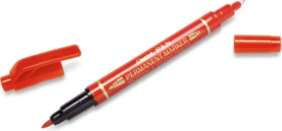 Obrázek produktu pro Pentel N75W-BE Permanentní popisovač Pentel, dvojitý hrot, červený