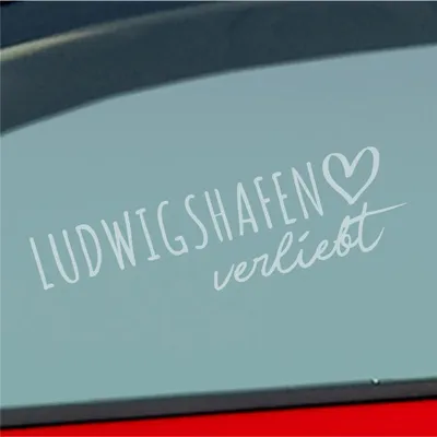 Produktbild von Auto Aufkleber Hellweg Druckerei Ludwigshafen verliebt Herz Stadt Heimat Liebe Car 19x19 cm Milchglas Sticker Heckscheibenaufkleber