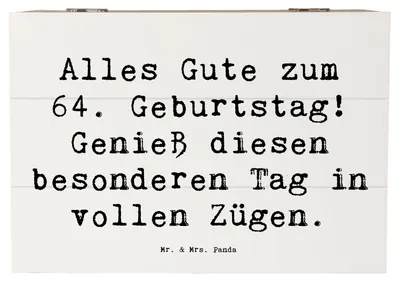 Produktbild von Mr. & Mrs. Panda Schatulle Spruch 64. Geburtstag 22 x 15 cm - Weiß - Geschenk, Geschenkbox, Kiste, Meilenstein, fotobox, besonderer Tag, Liebste, Glück, Happy Birthday