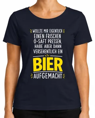 Produktbild von Versehentlich ein Bier aufgemacht Lustig Saufen Party Alkohol JGA Damen T-Shirt, Navy, M