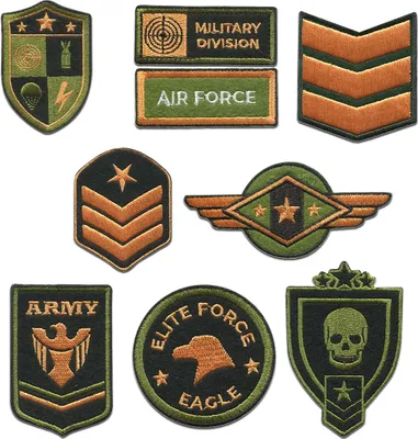 Produktbild von Militär Set 9 Stück - Aufnäher, Bügelbild, Aufbügler, Applikationen, Patches, Flicken, Zum Aufbügeln
