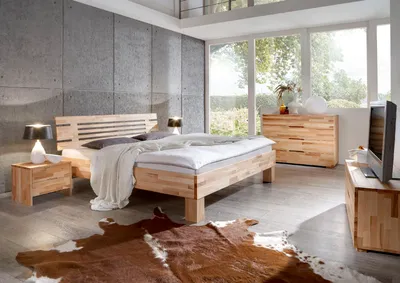 Produktbild von Massivholzbett Schlafzimmerbett  - LANDO - Bett Kernbuche 200x200 cm