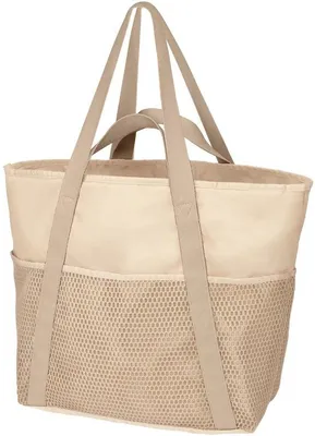Produktbild von Beige Opvouwbare Strandtas mit Ritsvak für Damen, groß, wasserdicht und sandfest