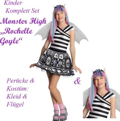 Produktbild von Monster High Rochelle Goyle Kostüm & Perücke Kinder # Gr.  L / 140-146 (8-10Jahre)