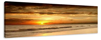 Produktbild von 5703 Strand bei Sonnenuntergang Leinwandbild 120x40 cm