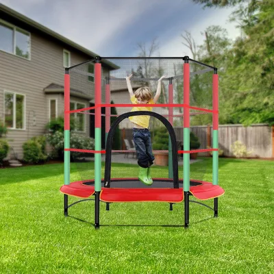 Produktbild von Trampolin Ø140cm Kindertrampolin Gartentrampolin mit Sicherheitsnetz Outdoor Indoor