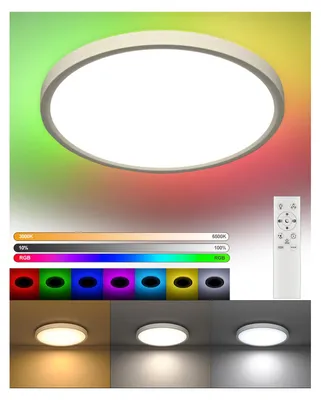 Obrázok produktu pre LED stropné svietidlo s diaľkovým ovládaním, 24W, RGB, meniteľné farby, ploché, okrúhle