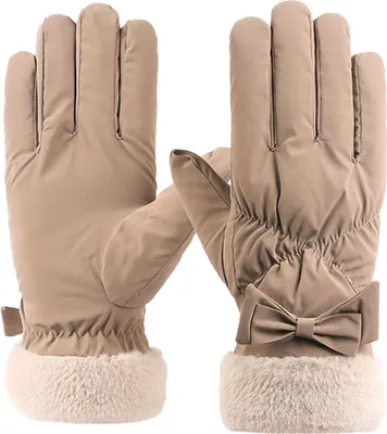 Produktbild von Wasserdichte Damen-Skihandschuhe, winddicht, fleecegefüttert, wärmend, Touchscreen-kompatibel – warme Winterhandschuhe mit flauschigen Bündchen, ideal zum Snowboarden, Wandern und Schneemobilfahren.