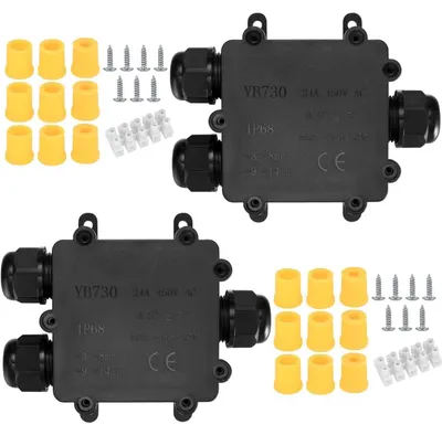 Productafbeelding van Waterdichte afdichtdoos IP68, 3-weg kabelconnector, 4x 12mm, 3-weg Y-stuk