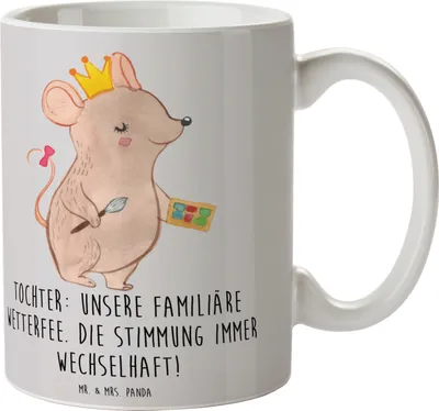 Produktbild von Mr. & Mrs. Panda Kaffeetasse Tochter Wetterfee - Grau Pastell - Geschenk, Teetasse, Kaffeebecher, Pott, Tasse, Keramiktasse, persönliche Erinnerungen, Teenager, Freude