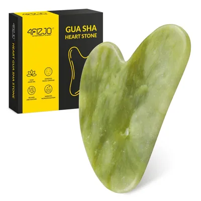 Produktbild von 4FIZJO Gua Sha Gesichtsmassage-Roller, Gesichtsroller, Hautstraffung, Lymphdrainage, Grüner Jade