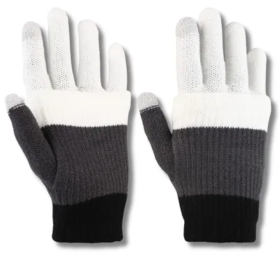 Imagen del producto de Guantes de invierno para mujer, blancos y grises. Guantes para pantallas táctiles, con cinco dedos