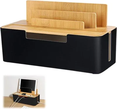 Produktbild von Kabel-Organisationsbox - 1 Stück - Schwarz - Ventilationsdesign - Büroorganisation